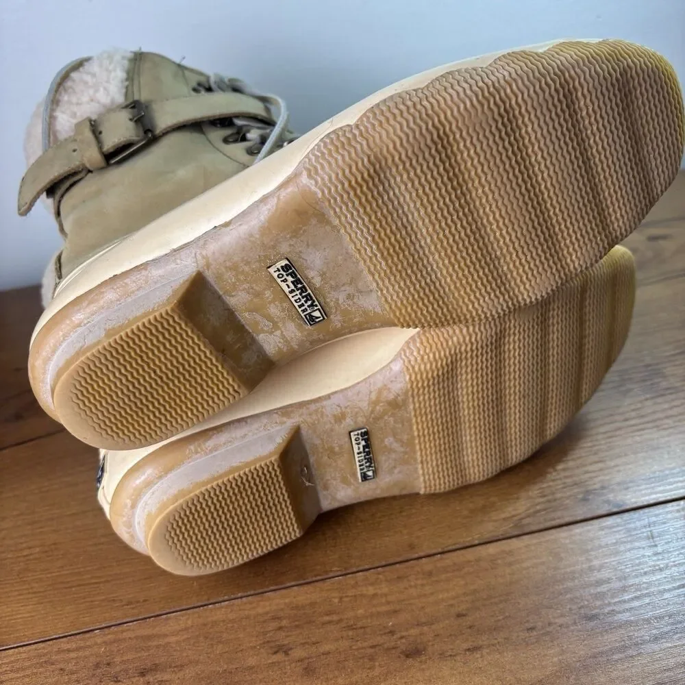 Sperry J. Crew Shearwater Duck Boots 100% Wool Lining Women's Size 8 Ivory